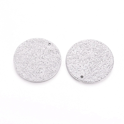 Tarnish Resistant 304 Stainless Steel Textured Pendants STAS-I098-01-25mm-P-1