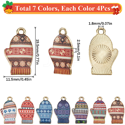 28Pcs 7 Colors Winter Theme Alloy Printed Pendants FIND-SC0012-46-1