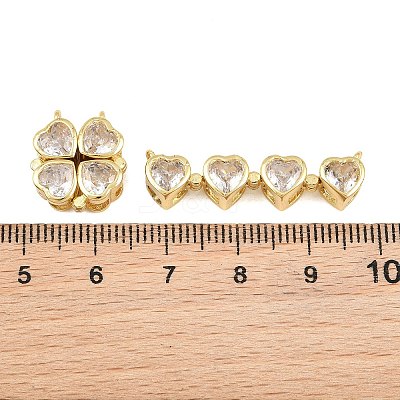 Brass Pave Clear Cubic Zirconia Connector Charms Magnet Links CU-CBA48B8-02G-1