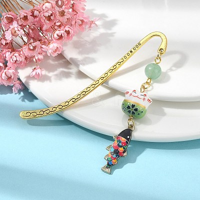 Japanese Style Maneki-neko Bookmark AJEW-JK00260-01-1