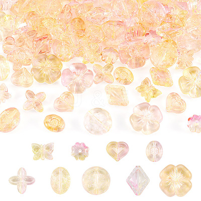 90Pcs 9 Styles Two Tone Transparent Acrylic Beads MACR-TA0002-11-1
