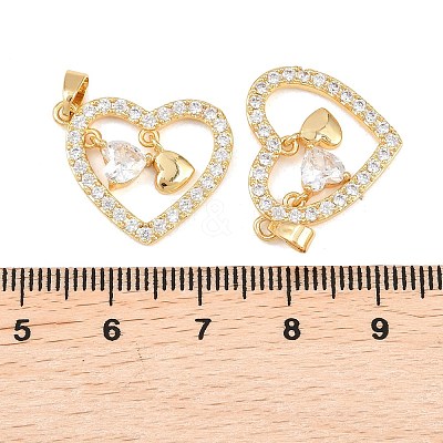 Brass Micro Pave Clear Cubic Zirconia Pendants KK-G552-02G-04-1