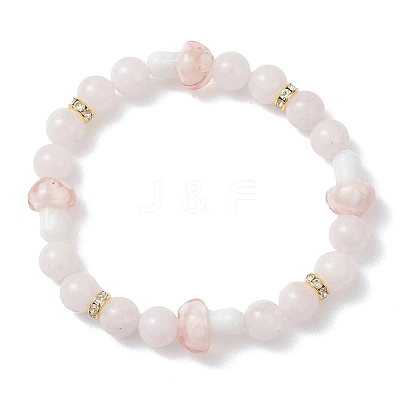 Natural Gemstone & Lampwork Beads Stretch Bracelets for Women BJEW-JB13317-1