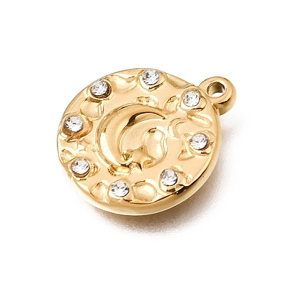 304 Stainless Steel Rhinestone Pendants STAS-E531-13G-A-1