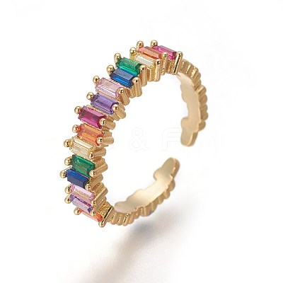 Cubic Zirconia Cuff Rings RJEW-P074-04G-1