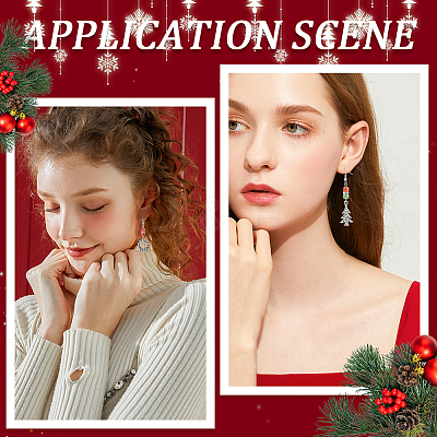 Christmas Theme DIY Alloy & Glass Dangle Earring Making Kits DIY-SC0027-64-1