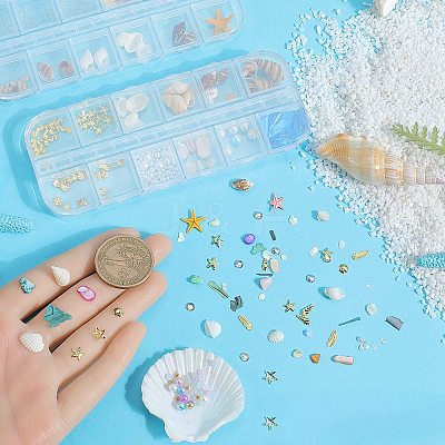 Ocean Theme Natural Shell & Resin & Plastic & Alloy Nail Art Decoration MRMJ-CP0001-34D-1