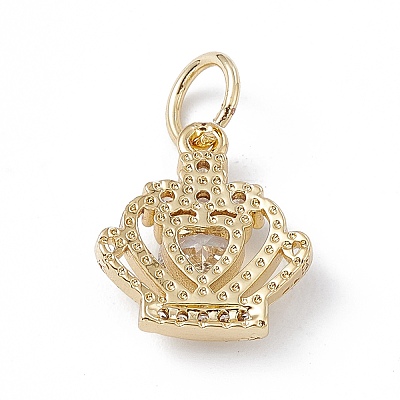 Rack Plating Brass Cubic Zirconia Charms KK-G451-27G-1