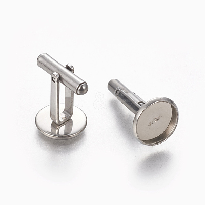 Tarnish Resistant 304 Stainless Steel Cufflinks Settings STAS-E471-03D-P-1