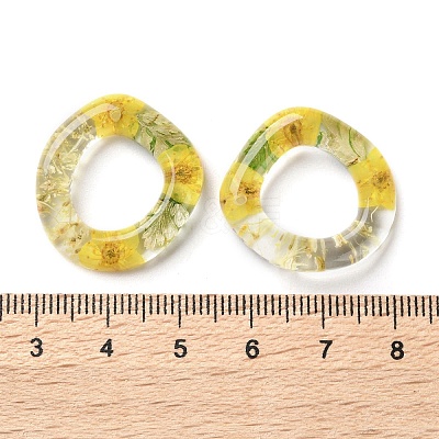 Inner Dried Flower Transparent Resin Ring Pendants LS-RESI-A043-07A-1