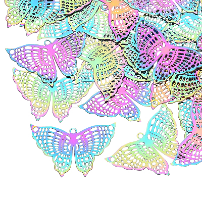  201 Stainless Steel Filigree Pendants STAS-UN0003-81-1