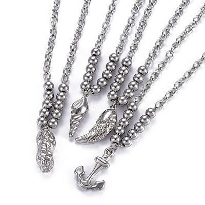 Non-Tarnish 304 Stainless Steel Pendant Necklaces NJEW-O113-04P-1