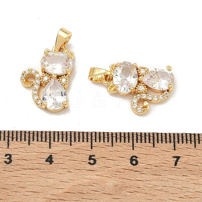 Brass Micro Pave Clear Cubic Zirconia Pendants KK-H265-05G-1