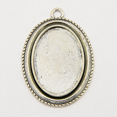 Tibetan Style Zinc Alloy Pendant Cabochon Settings TIBEP-M004-01-RS-1