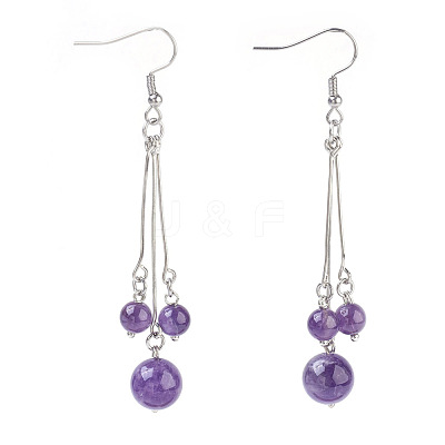 Natural Amethyst Dangle Earrings EJEW-JE02813-06-1