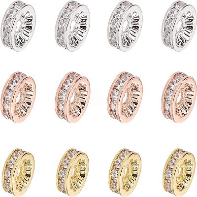 CZ Brass Micro Pave Grade AAA Cubic Zirconia Bead Spacers KK-NB0002-28-NR-1