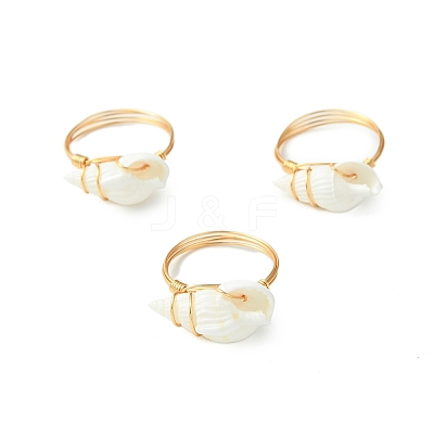 Natural Spiral Shell Finger Rings RJEW-TA00167-1