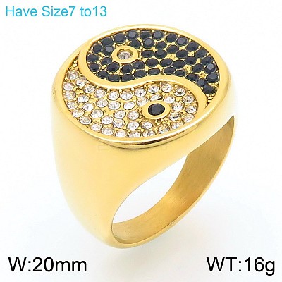 304 Stainless Steel Cubic Zirconia Finger Rings for Men FS-WG9BEFD-05-1
