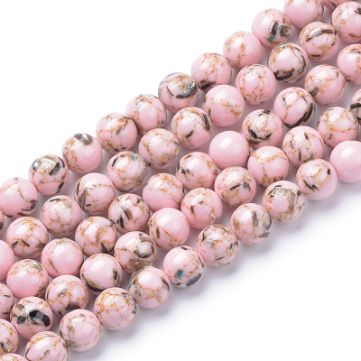 Assembled Synthetic Turquoise and Shell Beads Strands X-G-S212-8mm-01-1