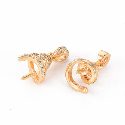 Brass Micro Pave Clear Cubic Zirconia Peg Bails Charms KK-T062-102G-NF-1