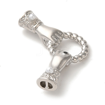 Rack Plating Brass Pave Black Cubic Zirconia Hands with Rings Links Connector Charms KK-A229-13P-1
