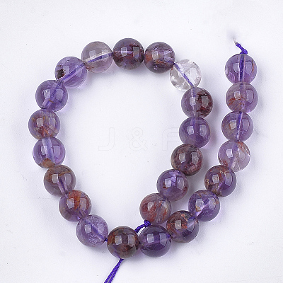 Natural Purple Phantom Quartz Purple Lodolite Quartz Beads Strands X-G-S333-8mm-030-1