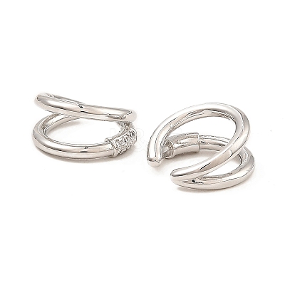 Rack Plating Brass Double Line Cuff Earrings EJEW-D069-09P-1