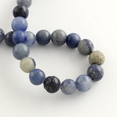 Round Dyed & Heated Natural Blue Aventurine Beads Strands G-R254-8mm-1