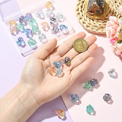 30Pcs 5 Colors Electroplate Transparent Acrylic Beads PACR-CJ0001-41-1