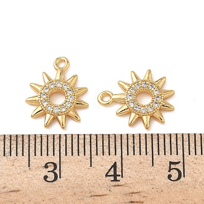 Brass Micro Pave Clear Cubic Zirconia Charms KK-B160-24G-1