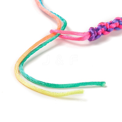 Rainbow Color Polyester Braided Adjustable Bracelet Making for Women BJEW-F454-03-1