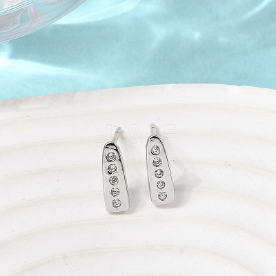 Teardrop Brass Micro Pave Clear Cubic Zirconia Stud Earrings EJEW-H180-26P-1
