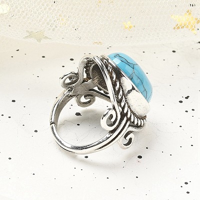 Synthetic Turquoise Adjustable Rings RJEW-I108-01AS-15-1