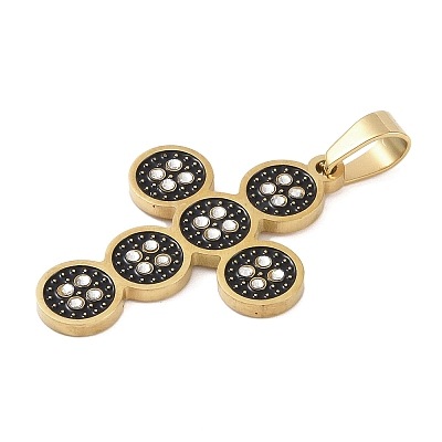 Ion Plating(IP) 304 Stainless Steel Enamel Rhinestone Pendants STAS-Q325-05H-G-1