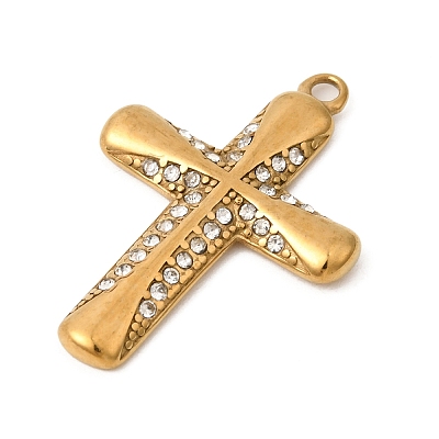 304 Stainless Steel Rhinestone Pendants STAS-B128-09G-03-1