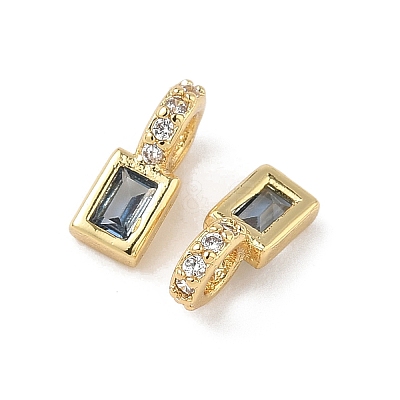 Brass Micro Pave Cubic Zirconia Charms X-KK-Q039-04B-G-1