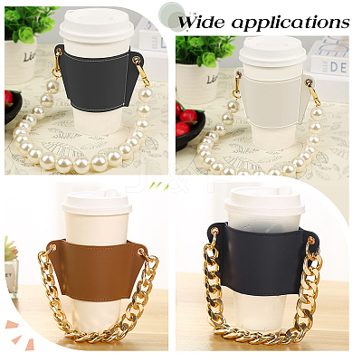 PU Leather Heat Resistant Reusable Cup Sleeve AJEW-WH0326-38D-1