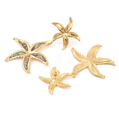 304 Stainless Steel & Shell Stud Earrings for Women EJEW-Z065-02G-01-1