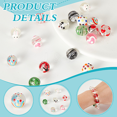 18Pcs 9 Colors Handmade Lampwork Beads LAMP-GA0001-13-1