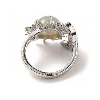 Natural Labradorite Sun & Moon Open Cuff Rings RJEW-K241-01P-03-1