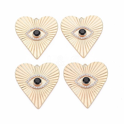 Brass Micro Pave Clear & Black Cubic Zirconia Pendants KK-S356-752-1
