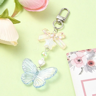 Butterfly Bowknot Acrylic Pendant Decoration HJEW-YW00034-02-1