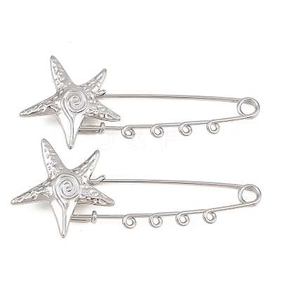 Starfish & Vortex 304 Stainless Steel Safety Pins Brooch Findings SA-CBA098D-16A-P04-1