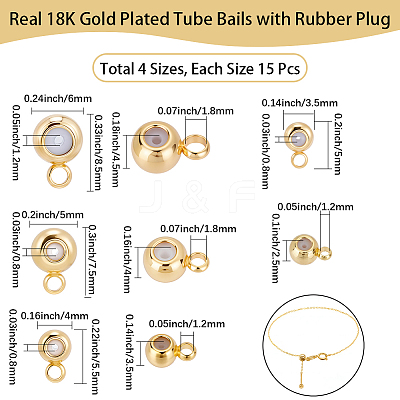 60Pcs 4 Styles Brass Tube Bails KK-BBC0022-76-1