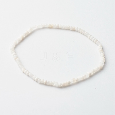 Faceted Rondelle Natural Rainbow Moonstone Beads Stretch Bracelets BJEW-JB06383-06-1