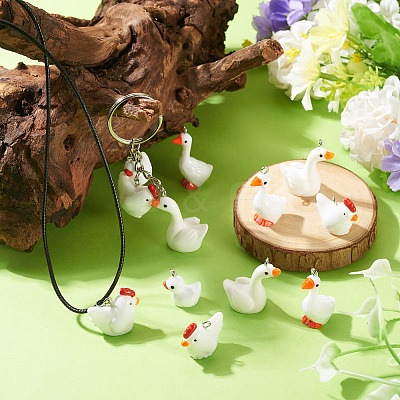 16Pcs 4 Styles Opaque Resin Pendants RESI-TADJ0001-25-1