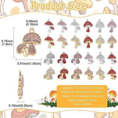 24Pcs 6 Colors Rack Plating Alloy Rhinestone Pendants FIND-FS0004-99-1