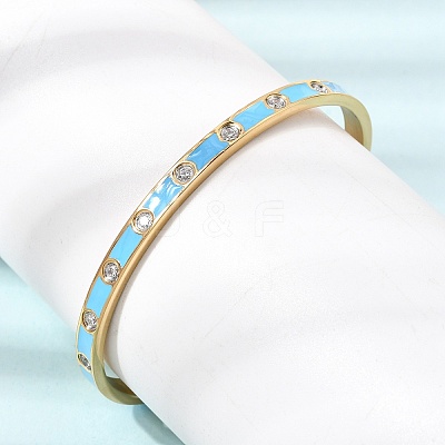 304 Stainless Steel Pave Clear Cubic Zirconia Open Cuff Bangles for Women SA-CBAC920-16G-1
