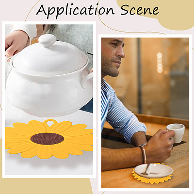 2Pcs 2 Style Flower Silicone Hot Pads AJEW-GF0011-17A-1