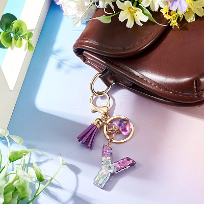 Alloy Resin Heart Keychains KEYC-TADJ0002-01G-Y-1